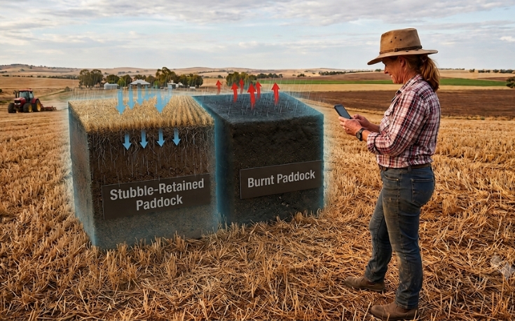 Comparing stubble-retained and burnt paddocks in 3D via mobile AR Image